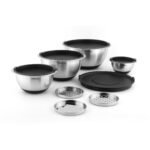 طقم عجانات ارشيا ستيل بالمبشرة 12 قطعة بولات باحجام مختلفة (12 سم-16سم-24سم) AR-3638