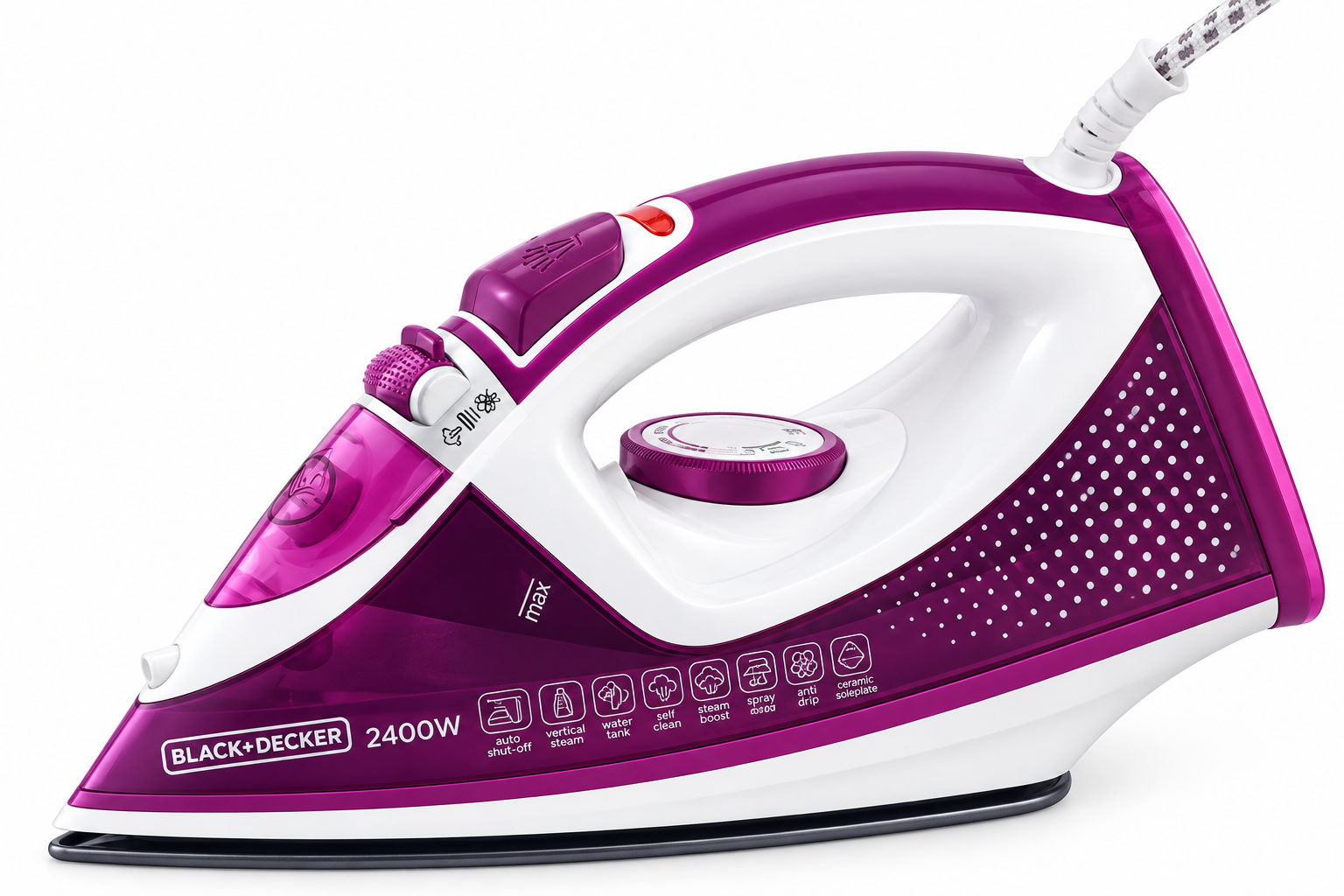 Purple BLACK+DECKER Steam Iron مكواه بخار قوة 2400 وات سعة 320 مل x2450b5 - الصورة 1